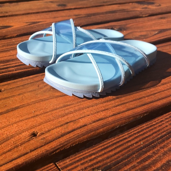 NWT J Crew Crewcuts Lt. Blue Pool Sliders with Cross Straps Sizes 8-10 ,11, 13 - Picture 9 of 11